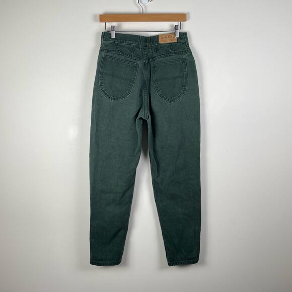 90s Vintage Green High Waist Mom Jeans Size 10 Rigid Denim Tapered Leg - Picture 4 of 8
